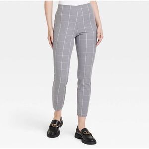 A New‎ Day Ankle Pants Womens 17 Skinny Stretchy Gray Plaid High Rise luxury